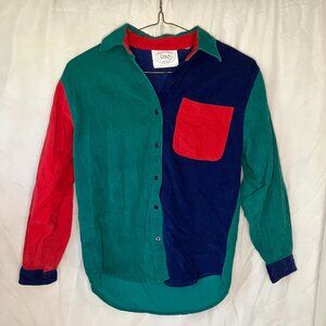 Vintage Erika Maison Fondee Colorblock Corduroy Petites Women’s Button Up